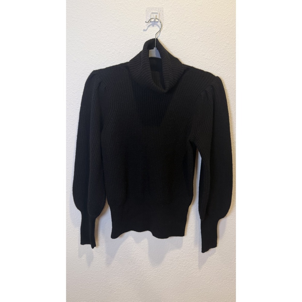 Madewell Sweater Womens XS Black Ribbed Turtleneck Balloon Sleeve Pullover Top